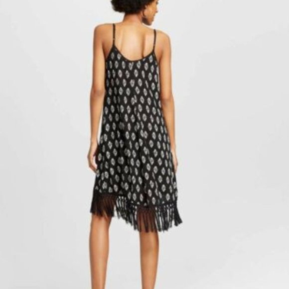 NWOT Xhilaration Fringe Black White Boho Tassel Pattern Dress Size Small - Picture 2 of 8